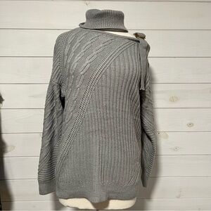 NWOT! Gray Turtleneck Cable Knit Sweater